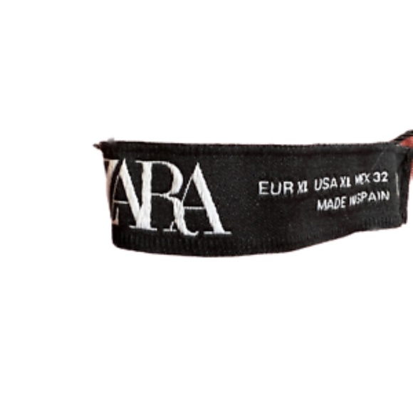 Zara Wide Leg Pants Cropped Cuffs Size XL Orange Brown Elastic Waist New NWT - Picture 9 of 9